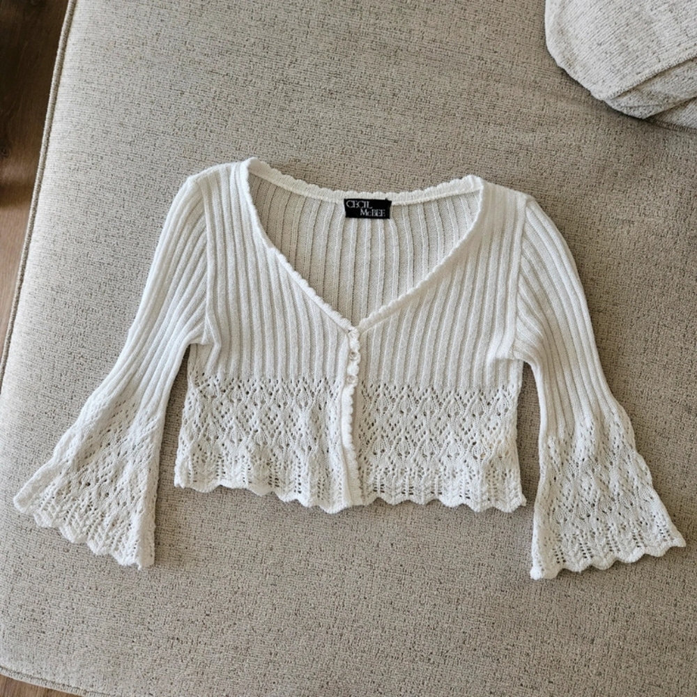 cropped cardigan, 3/4 sleeve